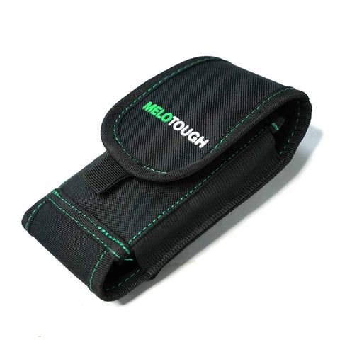 Close-up of black durable tool pouch with green stitching, designed for use with Gel Padding Tool Belt Suspenders With Breathable Gel Shoulder Pad.