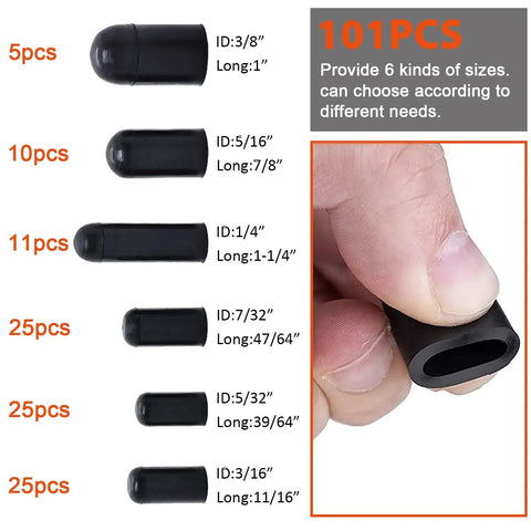 Assorted Rubber Vacuum Cap Kit For Automotive Hoses And Vacuum Lines Includes Caps Ranging From Three Sixteenths To Three Eighths Inch