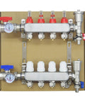 Radiant Floor Heating Manifold Kit With Four Loops Half Inch PEX Tubing Stainless Steel Demagnetized 304 Body Hydronic System