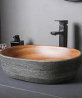 Countertop Bathroom Sinks Ceramic Carving/Oval Bathroom Sink Handmade Countertop Vessel Bathroom Sink 15.7 X 10.6 X 5.1 Inches bathroom sink with a textured exterior.