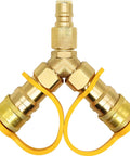 Three Eighths Inch Natural Gas Y Splitter With Dual Outlets Low Pressure Quick Connect Disconnect Separator Adapter product