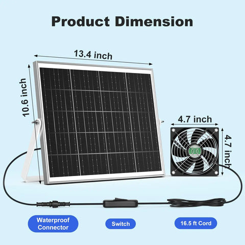 Solar Powered Chicken Coop Fan Kit 25W Outdoor Exhaust And Intake Fans With Waterproof Design For Greenhouses, Sheds, And Outdoor Spaces, Delivers Strong Airflow For Fresh, Cool Ventilation