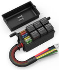 6 Way 12V Relay Box, Pre-Wired Waterproof Relay Panel With 12 AWG Leads, ATC/ATO Fuse Block