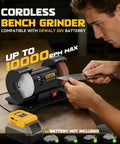Built Like A Tank 3 Inch Mini Bench Grinder With Knockout Variable Speed Up To 10000 Rpm And Ac Adapter Featuring Dual Grinding Wheels for knife sharpening.