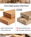 Comparison of solid pine wood on the left and synthetic wood on the right, showcasing material quality differences.
