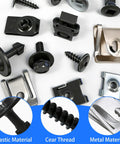 Shop Grade Auto Repair Fastener Assortment With 130 Pieces U Nut Clips Body Bolts Screws And Push Retainers For Bumper Fender Trim Panels showing plastic and metal fasteners.