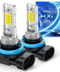 H11 H8 LED Fog Light Bulbs 10000 Lumens 6000K White Ultra Bright Pack of 2 with packaging in view