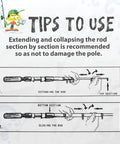 Kids Telescopic Fishing Pole Kit For Beginners Portable Rod And Reel Combo instructions on extending and collapsing the rod