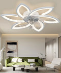 Low Profile Ceiling Fan With Lights That Do It All Modern Dimmable Light Fan With Remote And App Control Flower Shade Design Quiet Yet Mighty For Living Room Bedroom Kitchen Contemporary Lighting Fixture in a modern living room.