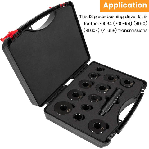 Open case of GM 700R4 4L60 4L60E 4L65E Bushing Driver Set 13 Piece Kit With Handle Pro Grade Transmission Seal Installer