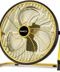 Rechargeable Outdoor High Velocity Camping Floor Fan 16 Inch Portable Battery Powered Fan With Metal Blades Tilt Head in yellow