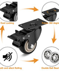 Built Tough As Nails Heavy Duty 3 Inch Polyurethane Swivel Caster Wheels With Safety Brakes Set Of 4 showing dual locking and smooth rolling
