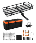Foldable Hitch Carrier 60x24x6 Inch With 500lb Capacity, Waterproof Gear Basket, accessories and hardware for 2-Inch Hitch Receiver