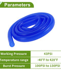 Silicone Vacuum Hose 12mm ID, 16mm OD, 5.5Ft Length, 2mm Wall Thickness, High Temperature Automotive Vacuum Line For Turbo Boost, Air And Water Only, Up To 130 PSI Max