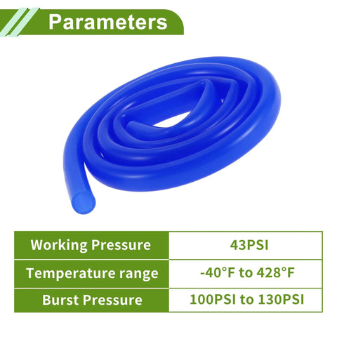 Silicone Vacuum Hose 12mm ID, 16mm OD, 5.5Ft Length, 2mm Wall Thickness, High Temperature Automotive Vacuum Line For Turbo Boost, Air And Water Only, Up To 130 PSI Max
