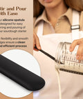 Close-up of woman pouring starter with 34 Oz Sourdough Starter Jar Kit With Metal Lid Silicone Spatula Feeding Tracker Extra Thermometer Strips And Breathable Covers For Sourdough Bread For Home Bakers