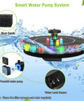 Solar Bird Bath Fountain With LED Ring Lights, Upgraded 3.5W Solar Pump, detail with water level sensor and nozzles