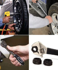 10 Piece Short Socket Bolt Extractor Set For 9-19mm Nuts, Metric Nut Remover Kit, shown in use on car wheels and with hand tools