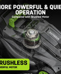 Close-up of brushless motor on 17 Inch Electric Lawn Mower With Brushless Motor And 6 Height Settings For Small To Medium Yards