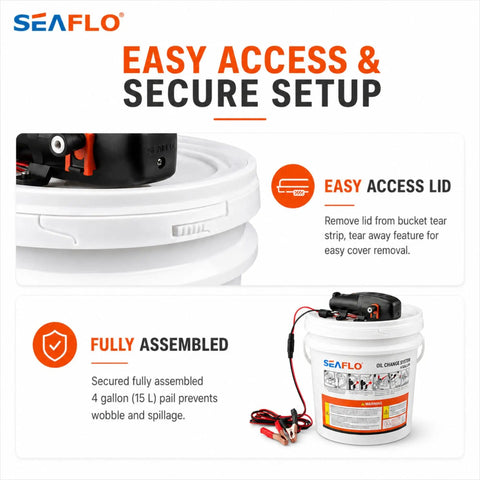 12V Portable Oil Change System For Boats And RVs, High Flow Oil Evacuator Pump With 4 Gallon Tank, secure setup shown