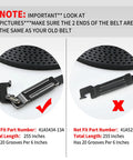 Heavy Duty Replacement Drive Belt Kit for 8 Ft Garage Door Opener with correct and incorrect belt ends comparison