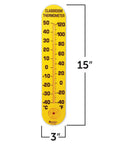Classroom Thermometer Wall Mounted For Fahrenheit And Celsius Readouts Indoor Outdoor Use Durable Recessed Tube Prevents Breakage Kid Friendly Temperature Gauge For Ages 6 And Up, 15-inch yellow wall thermometer