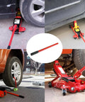Red 2-ton hydraulic jack handle replacement kit for automotive use; long red rod with black grip