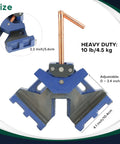 Heavy Duty Cast Iron Welding Angle Clamp Built Like A Tank With Rock Solid Self Centering 90 Degree Frame that grips tight, 10 lb, adjustable size.