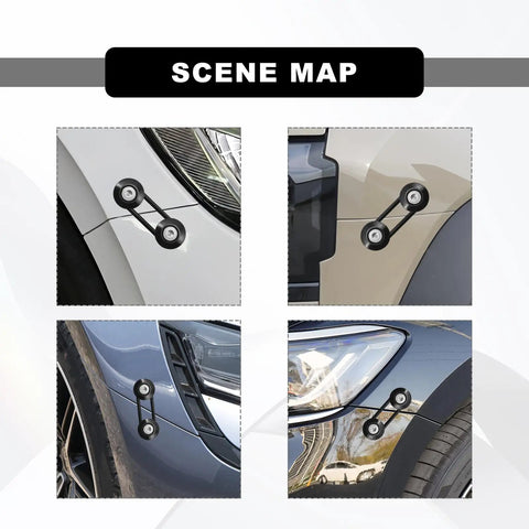 Heavy Duty Car Bumper Quick Release Kit With CNC Billet Aluminum Fasteners installed on various car bumpers