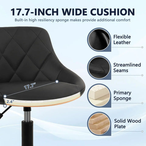 Drafting Chair With Backrest And Wheels For Office And Workshop Use Boss Level Comfort Adjustable Height Footrest PU Leather Tall Swivel Stool featuring 17.7-inch wide cushion and flexible leather