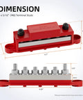Beefy 400A 12V Bus Bar Power Distribution Block With Six Terminal Studs Sized For Standard Five Sixteenth Inch Bolts M8 For Boat RV Automotive And Solar Systems Positive And Negative Marine Electrical Terminal Block dimension diagram