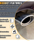 Dope Stainless Steel Exhaust Tip For Cars, 2.5 Inch Inlet, 3.3 Inch Outlet, Chrome Plated Finish, Installed on Vehicle