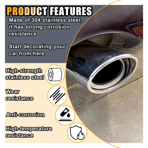 Dope Stainless Steel Exhaust Tip For Cars, 2.5 Inch Inlet, 3.3 Inch Outlet, Chrome Plated Finish, Installed on Vehicle