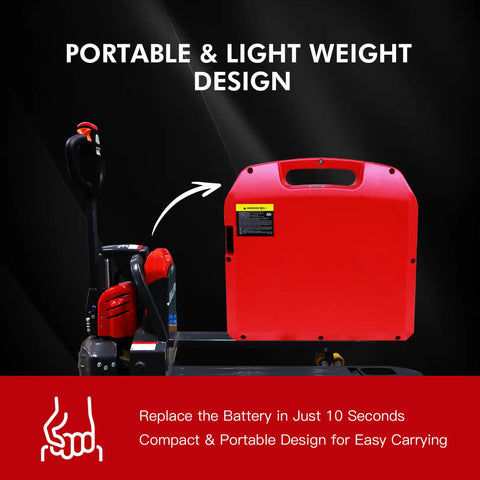 Heavy Duty 24V 20Ah Electric Pallet Jack Lithium Ion Battery For Heli Jialift Lonking Jac Tailift Forklift, showing portable lightweight design.