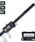 Digital Vernier Caliper With Stainless Steel Body, 0 To 6 Inch, 0 To 150 mm Range, Large LCD Screen, Case Shown