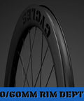Side view of Carbon Fiber Road Wheel Set 700C with 60mm Deep Tarmac Series Aero Wheels, showcasing rim and spoke details.