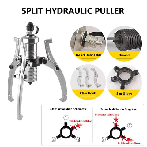 30 Ton Hydraulic Gear Puller With 2 Jaw And 3 Jaw Wheel Bearing Separator, R2 Three Eighths Joint Bearing Puller diagram and parts