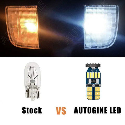 Comparison of stock bulb vs 6000K White LED Interior Light Kit for Toyota Tacoma 2016-2022 nine-piece upgrade