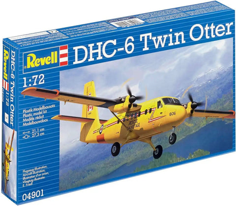 DHC 6 Twin Otter Model Kit Non Riding Toy Aircraft in box with multi-color finish, 1:72 scale, Revell branding visible