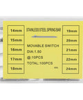 No Tool Quick Release Stainless Steel Watch Strap Spring Bars Kit, 100 Pcs Mixed Sizes 14mm To 24mm, in storage box