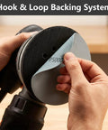 Get Ready To Polish Like A Pro With This Awesome 50 Piece 5 Inch Hook Loop Sanding Disc Kit Featuring 1000 To 5000 Grit Silicon Carbide Wet Dry Sandpaper For Smooth And Shiny Auto Body Work Results - Hook and loop backing system close-up.