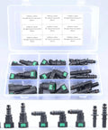 24 Piece Fuel Line Quick Connector Kit Assorted SAE Sizes with adapters and pipe fittings for cars, trucks, small engines