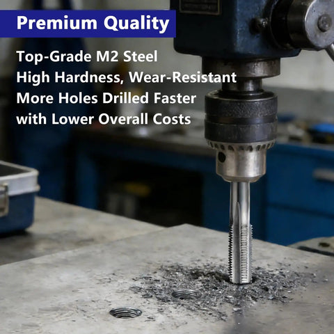 Two Pack No 10 24 UNC Thread Tap Right Hand M2 HSS 10 X 24 UNC Straight Fluted Machine Tap in use on metal CNC machine
