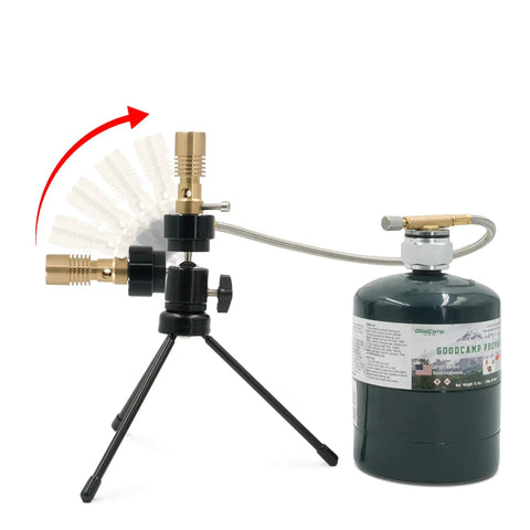 Propane Bunsen Burner With Adjustable Height, Universal Head For Fixed Angle Heating, Pro Grade Flame Styles, 13.7 Inch Hose