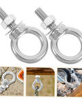 Beefy Heavy Duty Stainless Steel Swing Hardware Kit With Eye Bolts And Fixed Installation Buckles For Hammocks And Swings High Load Capacity With Quick Setup Screws And Bolts, two eye bolts