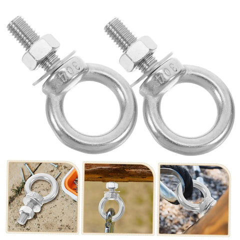 Beefy Heavy Duty Stainless Steel Swing Hardware Kit With Eye Bolts And Fixed Installation Buckles For Hammocks And Swings High Load Capacity With Quick Setup Screws And Bolts, two eye bolts