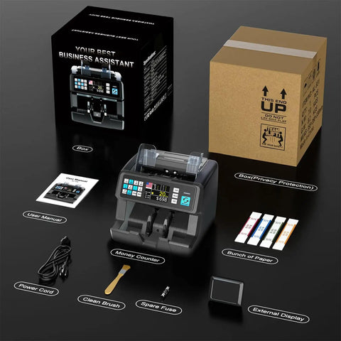 No Sweat Top Loading Digital Money Counter With Advanced Ultraviolet Infrared Anti Counterfeit Tech for cash counting setup and accessories.