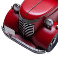 Front view of Iron Classic Red 12 Inch Pickup Truck Figurine For Home Decor, Desktop Car Display with vintage details.