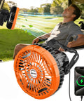 Magnetic Golf Cart Fan With Rechargeable Portable Build And Top Notch Airflow To Keep You Crisp Out On The Links, mounted on a golf cart.
