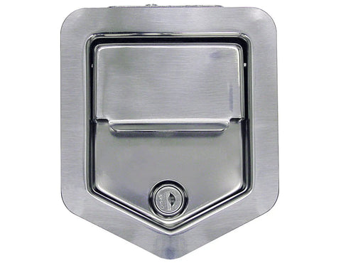 Heavy Duty Stainless Steel Rotary Paddle Latch With Hidden Stud Mount And Shut And Go Lock For Truck Toolbox Handles sleek design with keyhole.